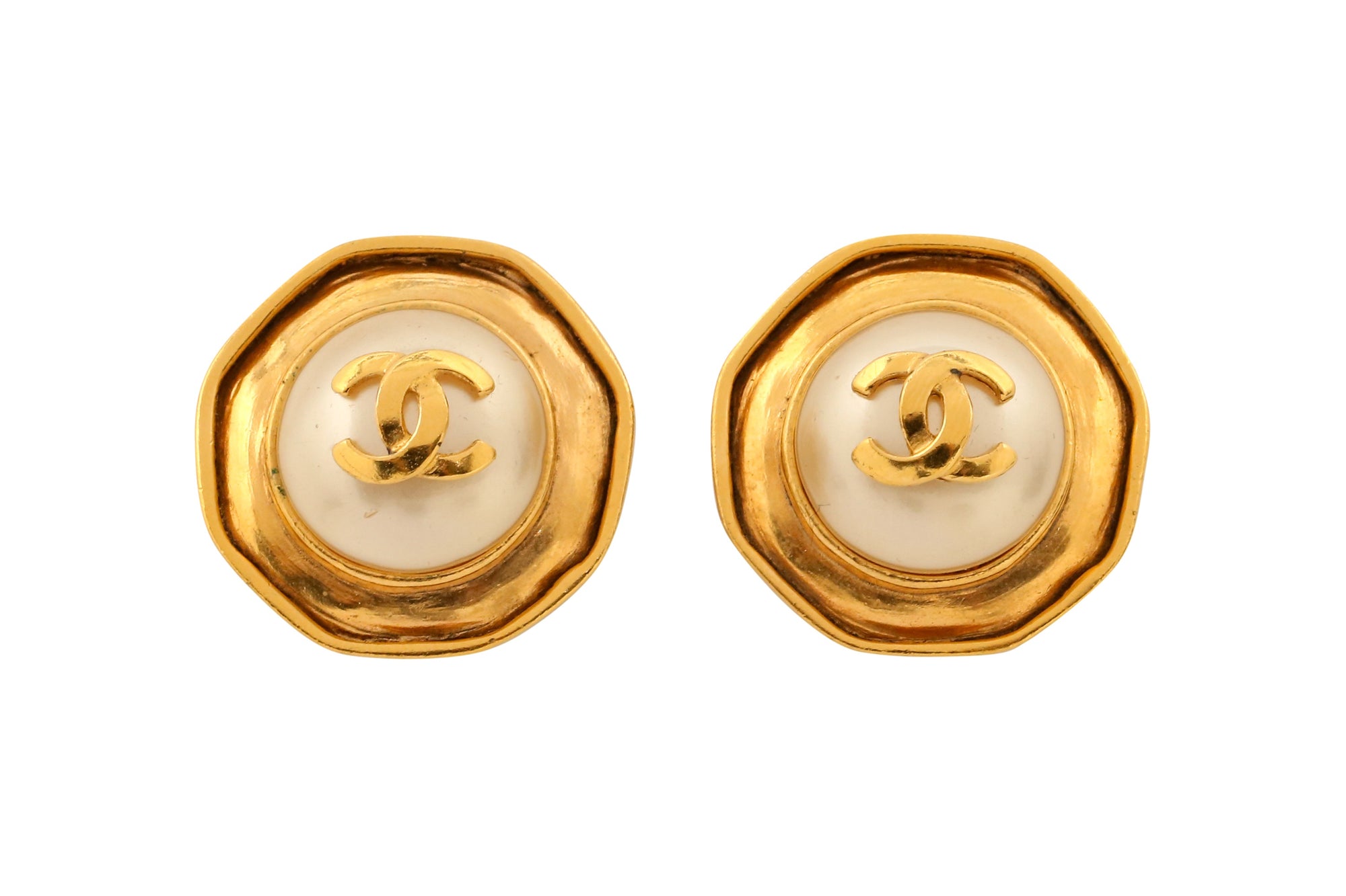 Chanel Ivory Pearl CC Clip On Earrings