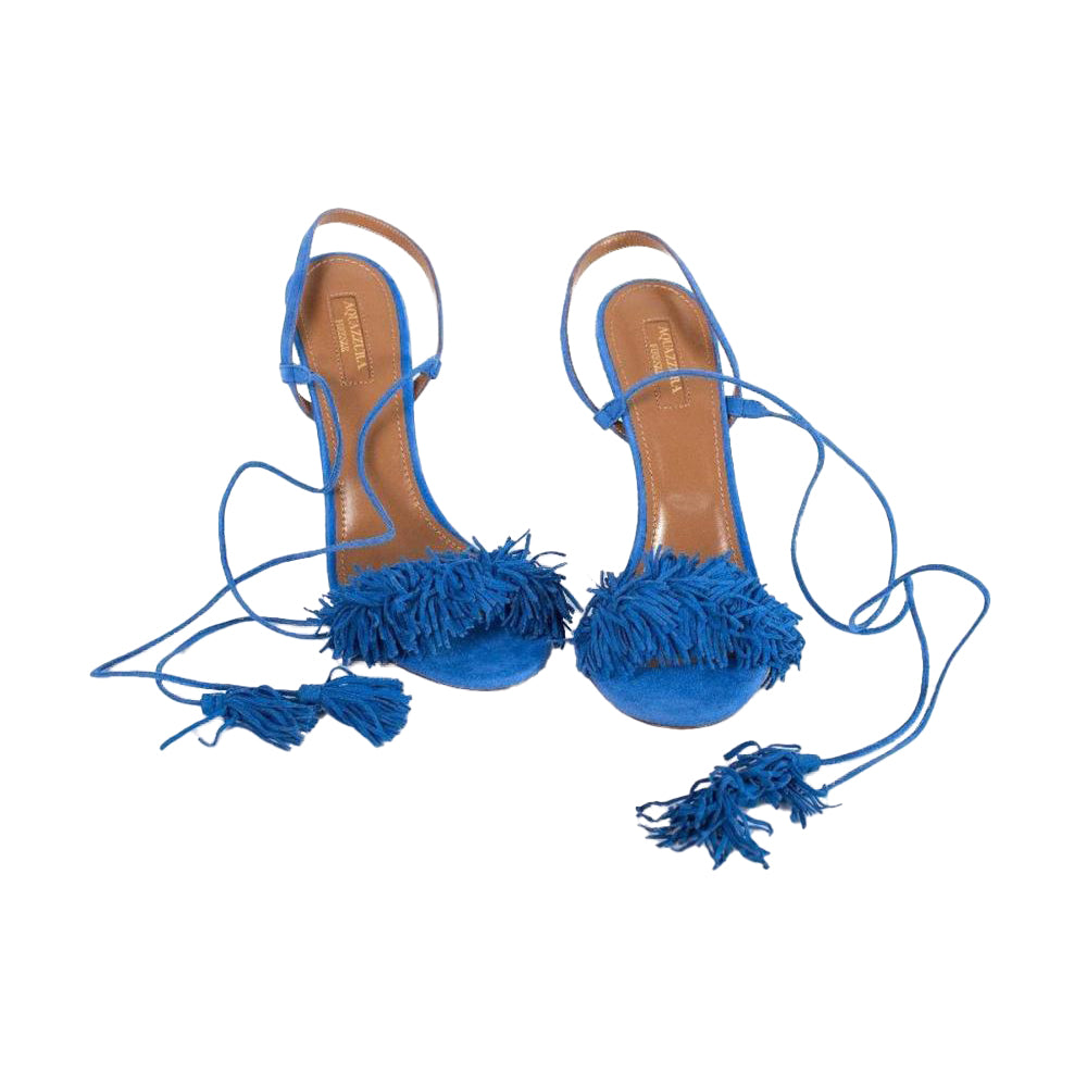 Aquazzura Blue Fringe Tassel Heels - Size 10 US