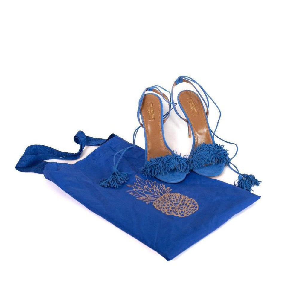 Aquazzura Blue Fringe Tassel Heels - Size 10 US
