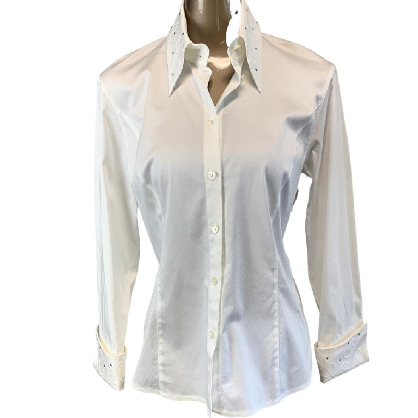 Escada Diamond Button Down White Blouse - Size 40