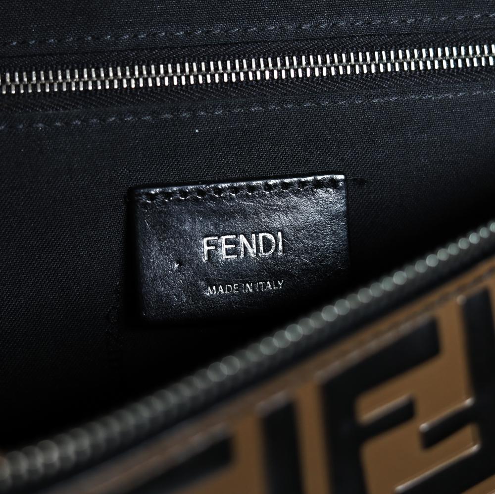 Fendi Vitello FF Embossed Leather Bi-color Maya Black Belt Bag
