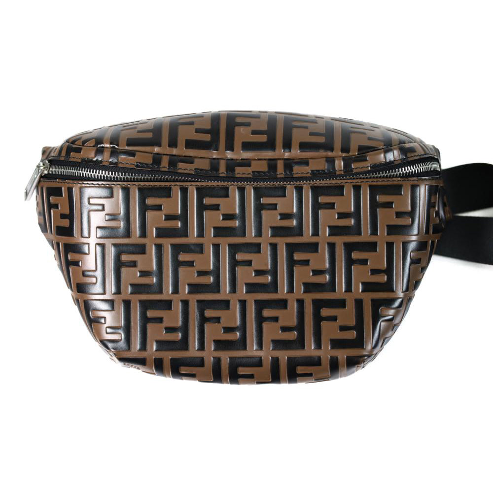 Fendi Vitello FF Embossed Leather Bi-color Maya Black Belt Bag