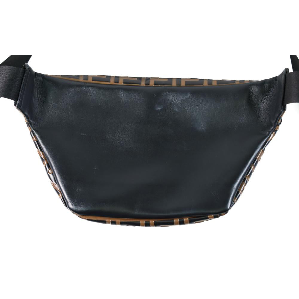 Fendi Vitello FF Embossed Leather Bi-color Maya Black Belt Bag