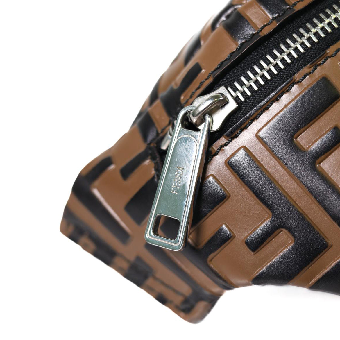 Fendi Vitello FF Embossed Leather Bi-color Maya Black Belt Bag