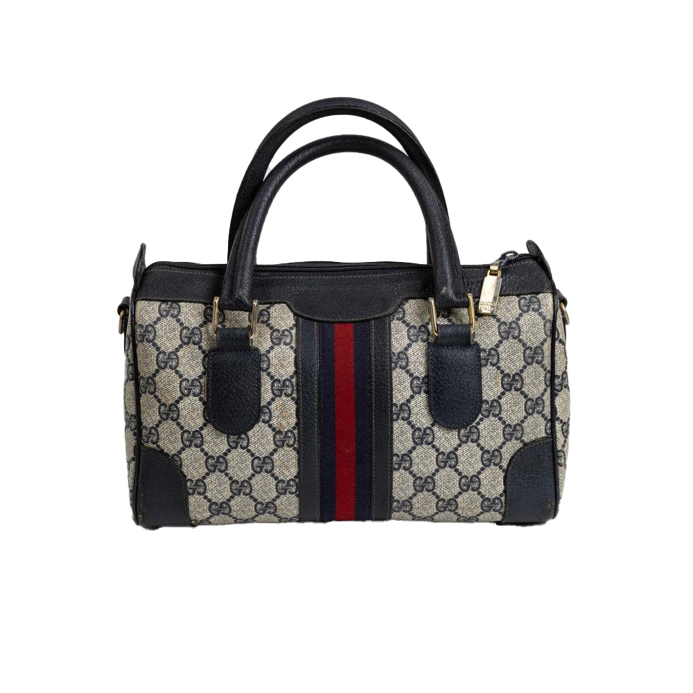 Gucci Blue Monogram Ophidia Boston Bag