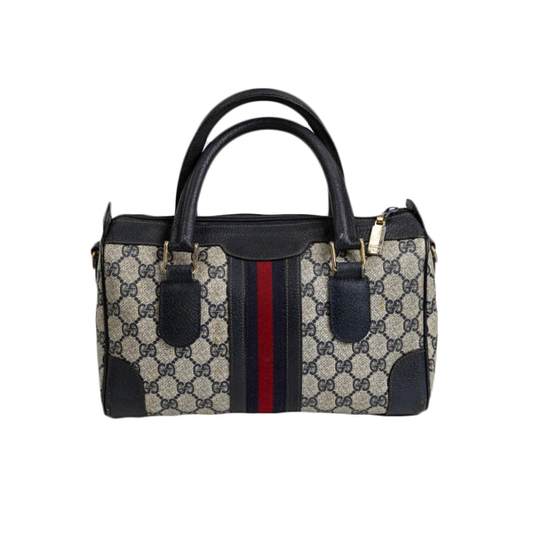 【GUCCI】MICROSHIMA BOSTON BAG Gucci Mini Boston Bag Handbag Logo Microshima Leather Used