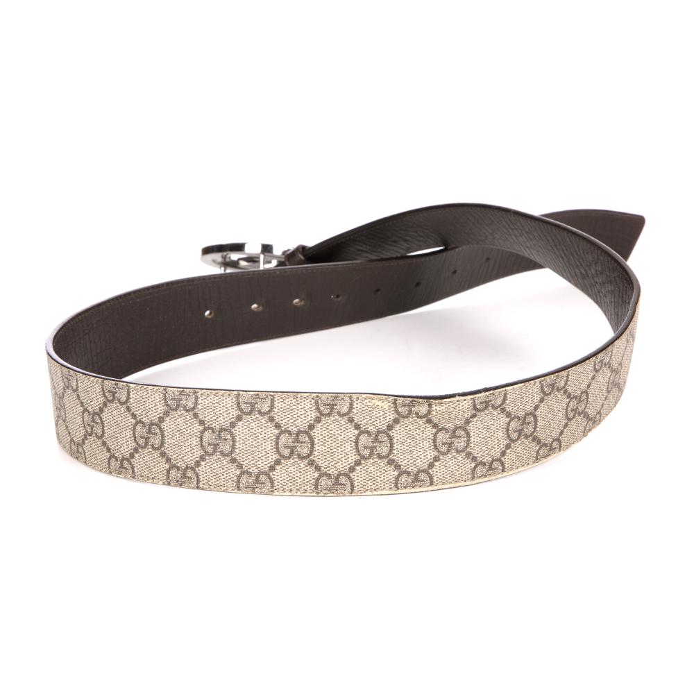 Gucci GG Supreme Beige Belt With Silver GG Buckle