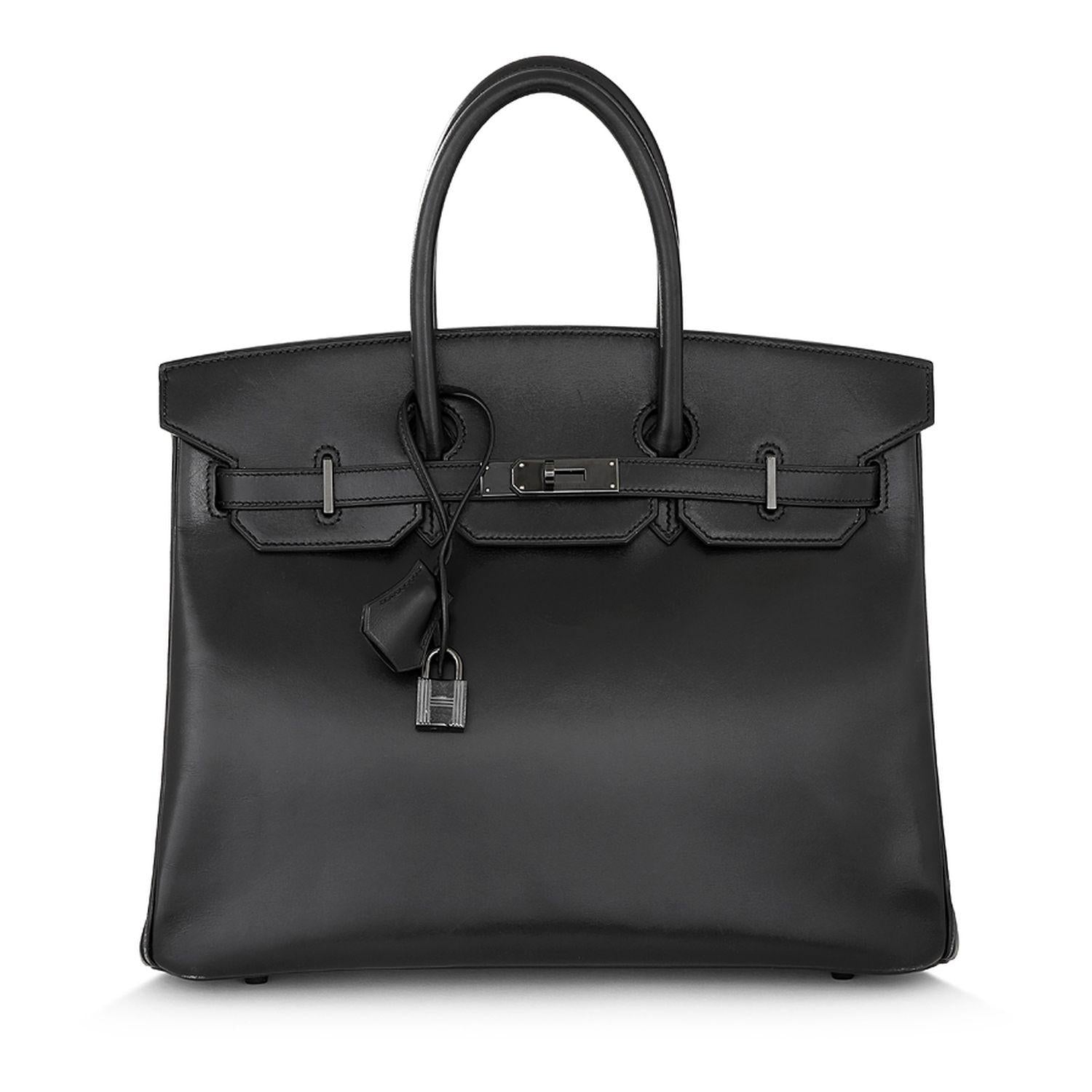 So Black Hermès Birkin 35 with Ruthenium Hardware