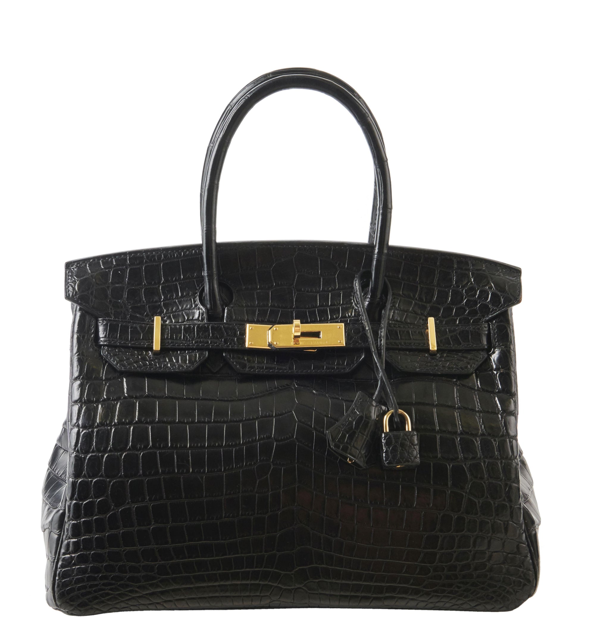 Hermès Black Matte Crocodile Niloticus Birkin 30 with Gold Hardware