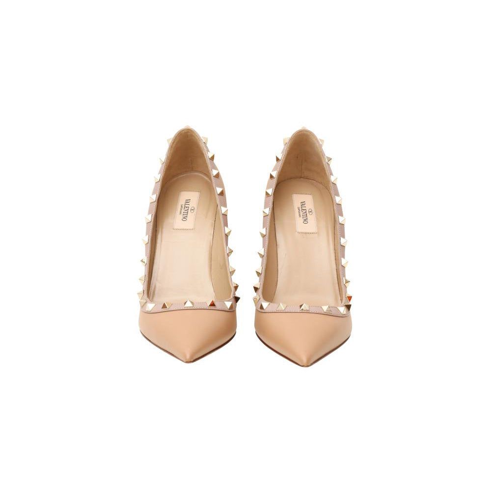 Valentino Beige Rockstud Heeled Pump - Size 11