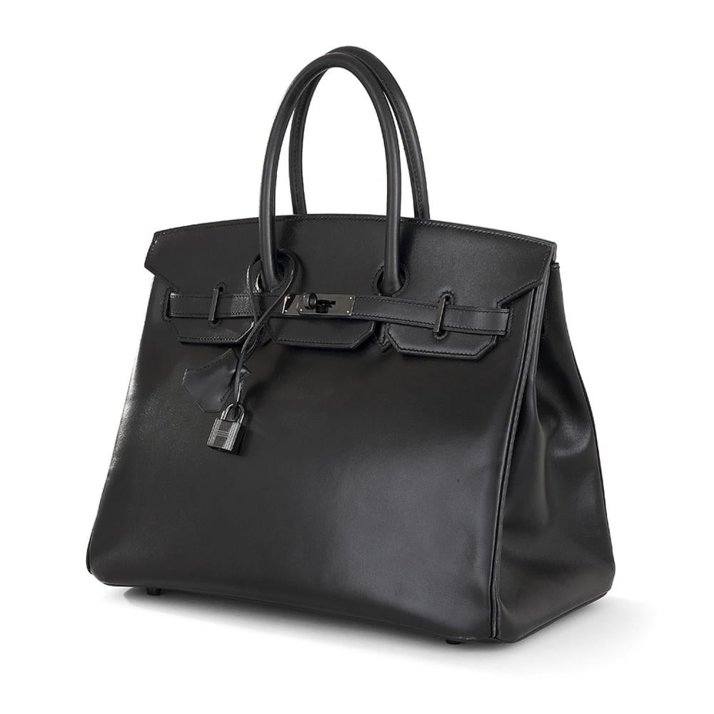 So Black Hermès Birkin 35 with Ruthenium Hardware