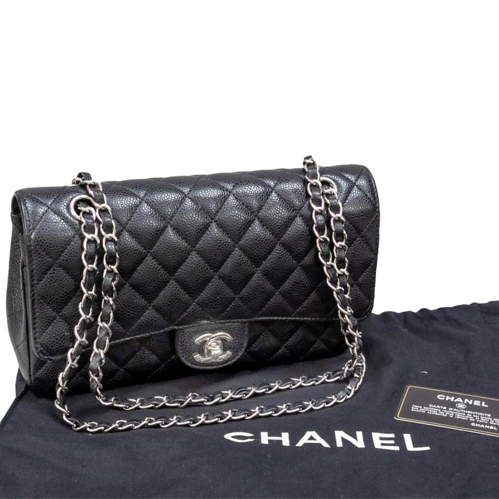 Chanel Black Caviar Small Double Flap Handbag