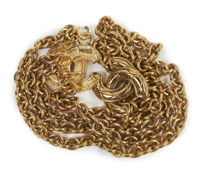 Chanel CC Quilted Charm Gold Triple Chain Belt