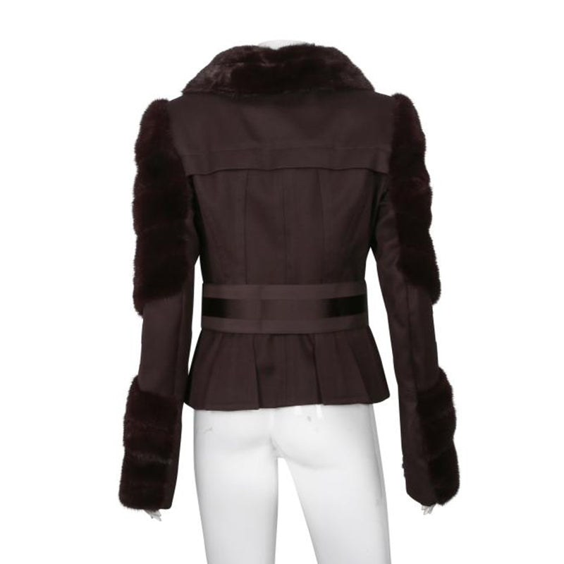 Gucci Purple Mink-Trimmed Belted Jacket - Women's Size 44
