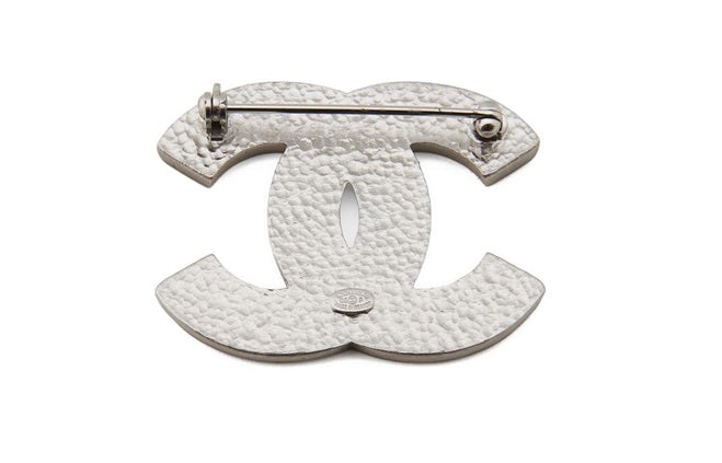 Chanel Pastel Enamel CC Brooch in Silver Metal