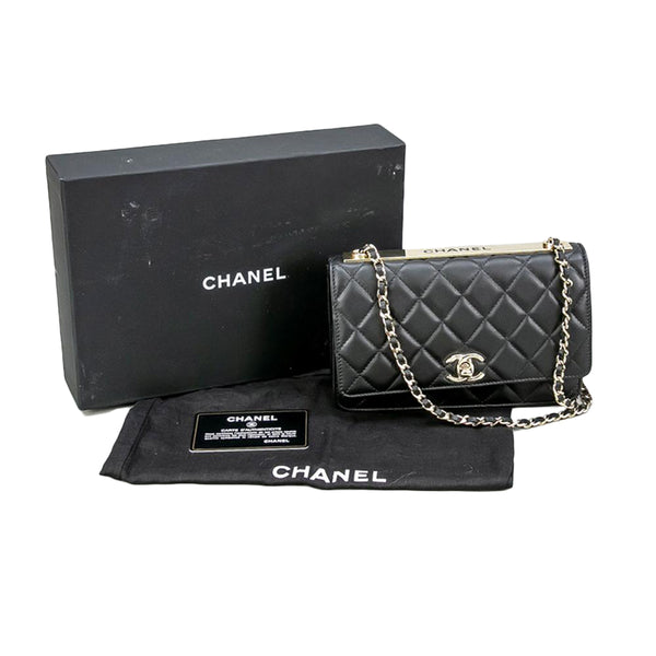 Chanel Heart CC Lock Clutch with Chain Black Lambskin Gold