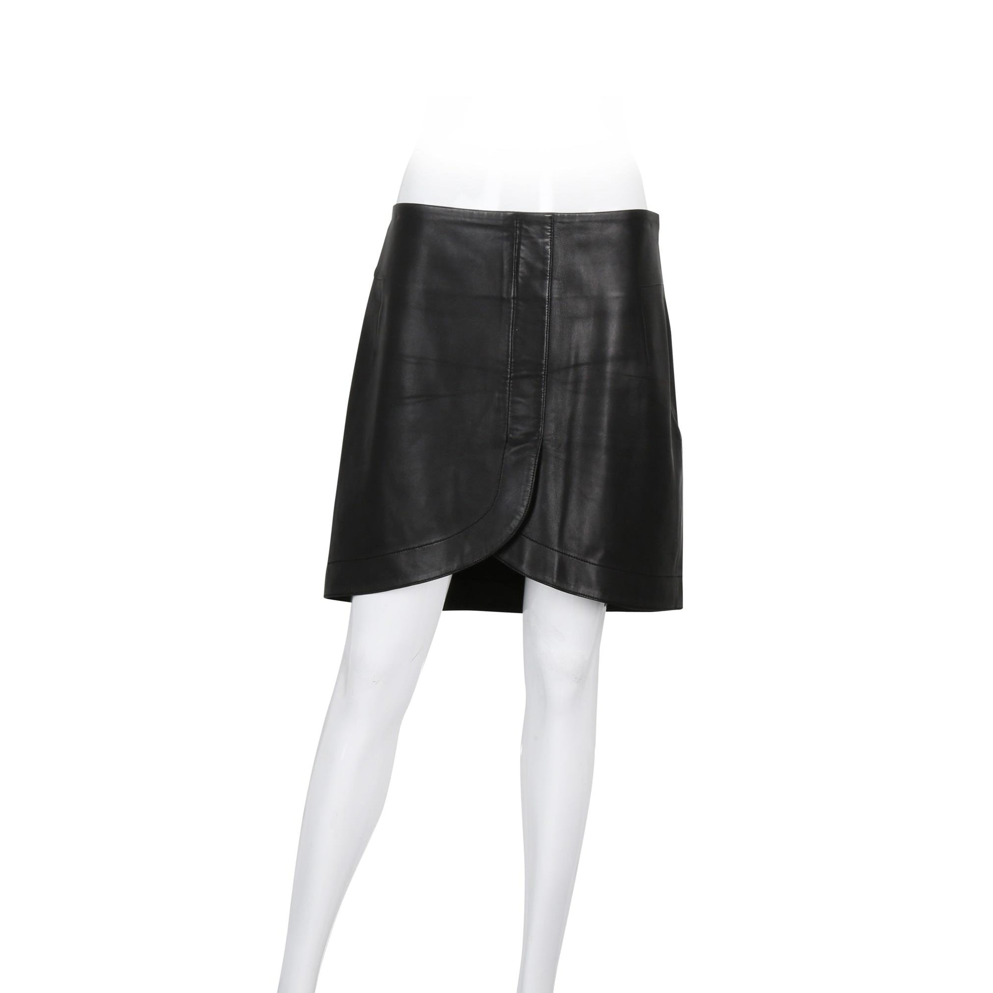 Balenciaga Black Lambskin Leather Mini Skirt