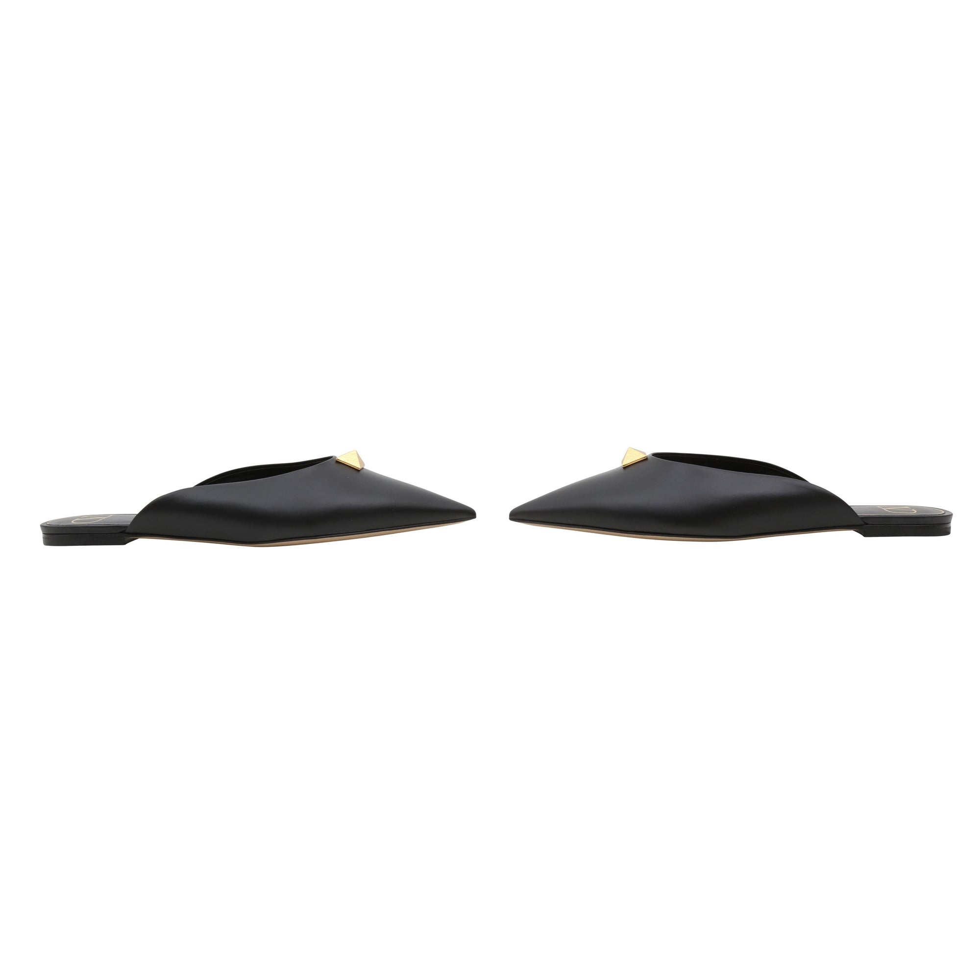 Valentino Garavani Black Roman Stud Flat Mule - Size 40.5 EU / 10.5 US