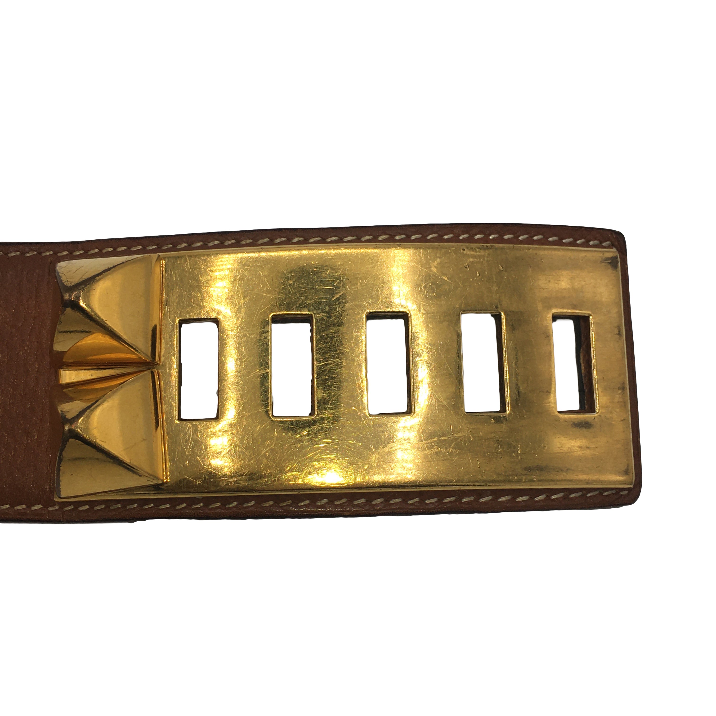 Hermès Collier De Chien Belt 70 Epsom Gold Leather with Gold Hardware