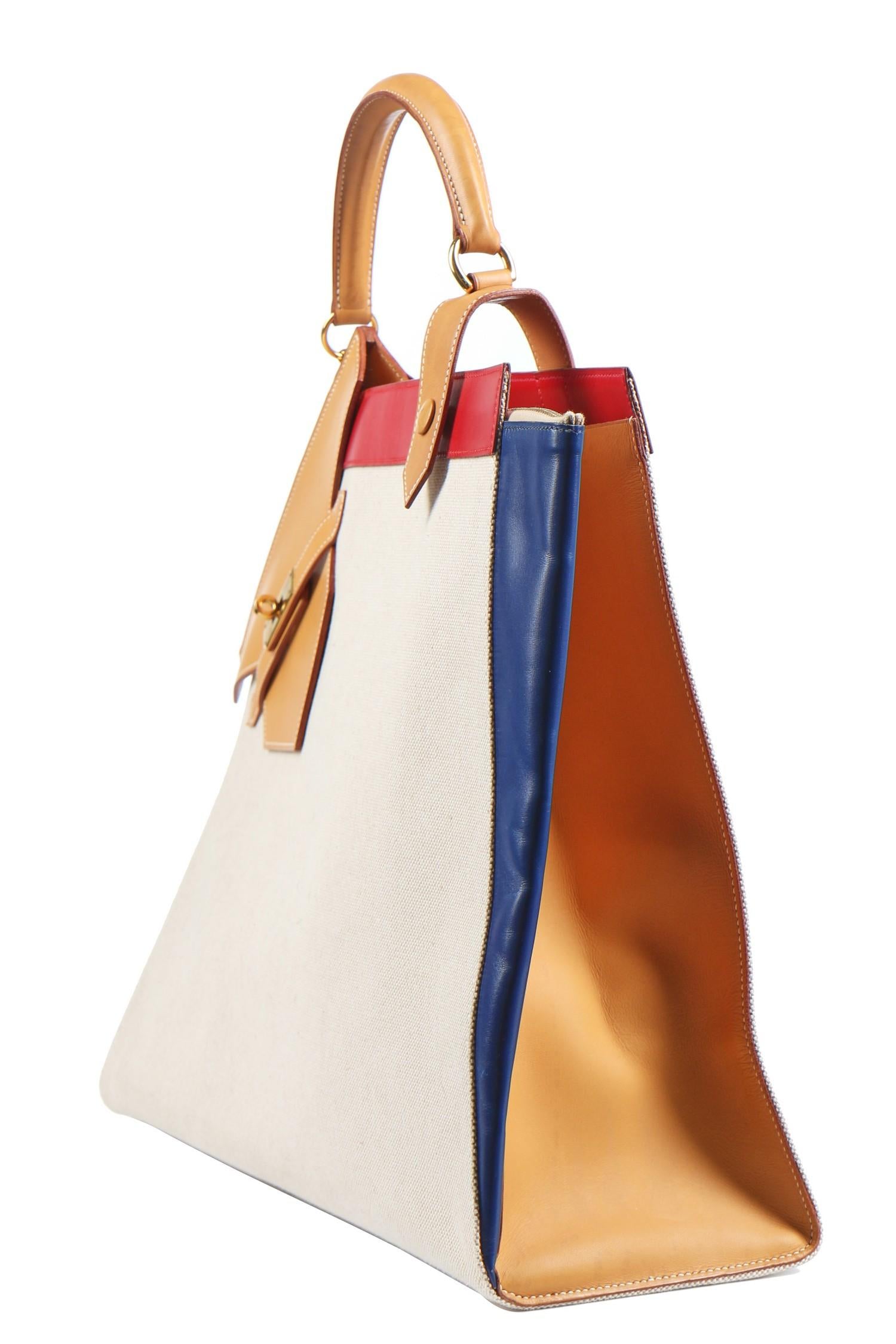 Hermès Toile Sac Himalaya Symbiose 43 with Gold Hardware