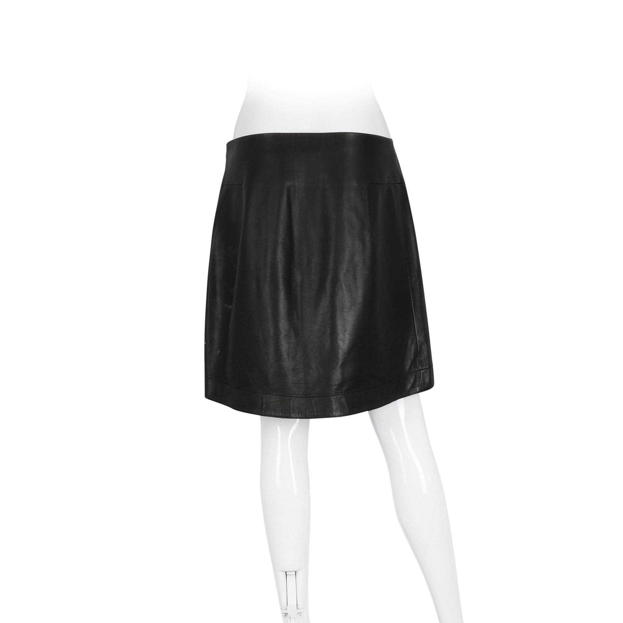 Balenciaga Black Lambskin Leather Mini Skirt