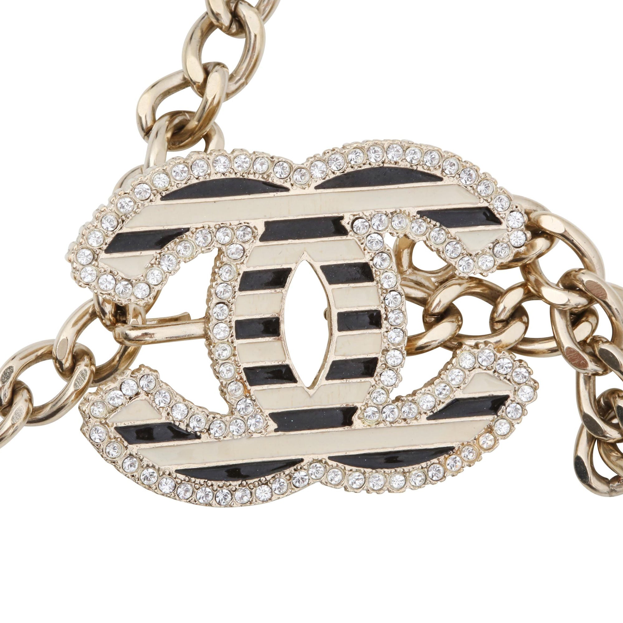 Chanel Striped CC Logo Chain Belt