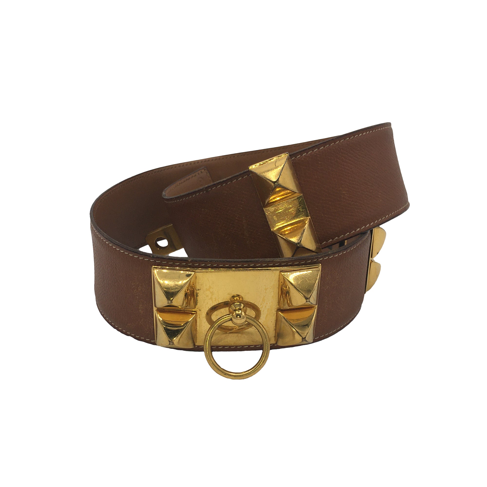 Hermès Collier De Chien Belt 70 Epsom Gold Leather with Gold Hardware