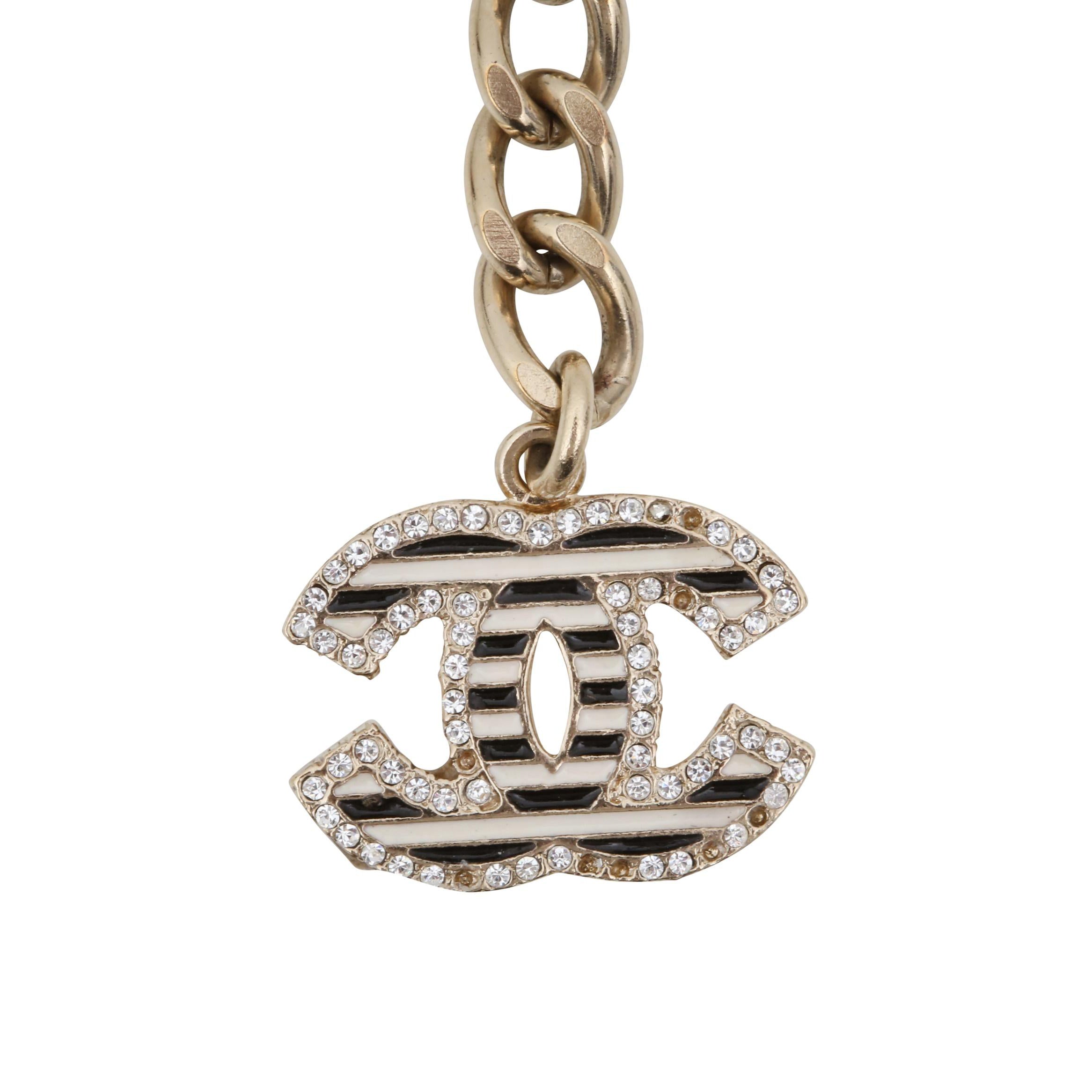 Chanel Striped CC Logo Chain Belt