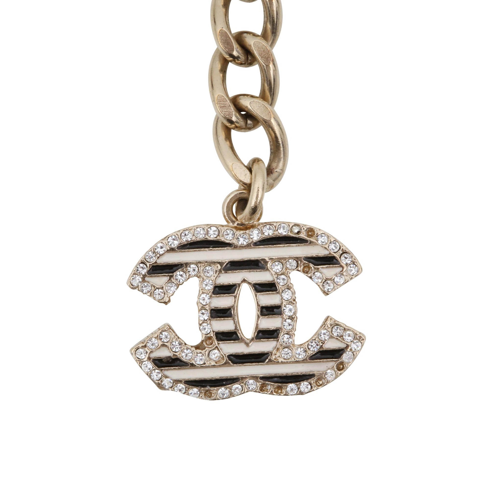 Chanel Striped CC Logo Chain Belt