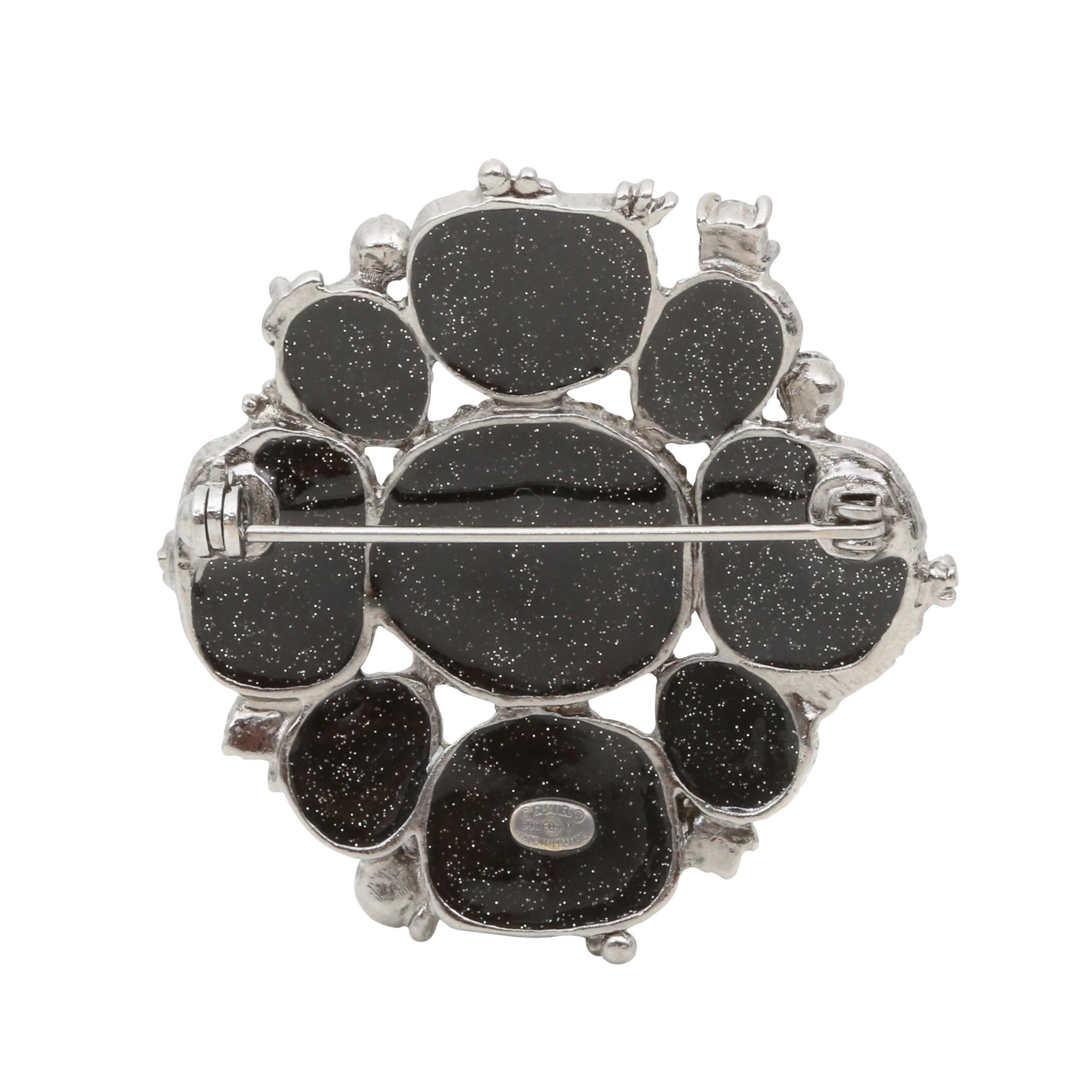 Chanel Black CC Logo Gripoix Pin Brooch