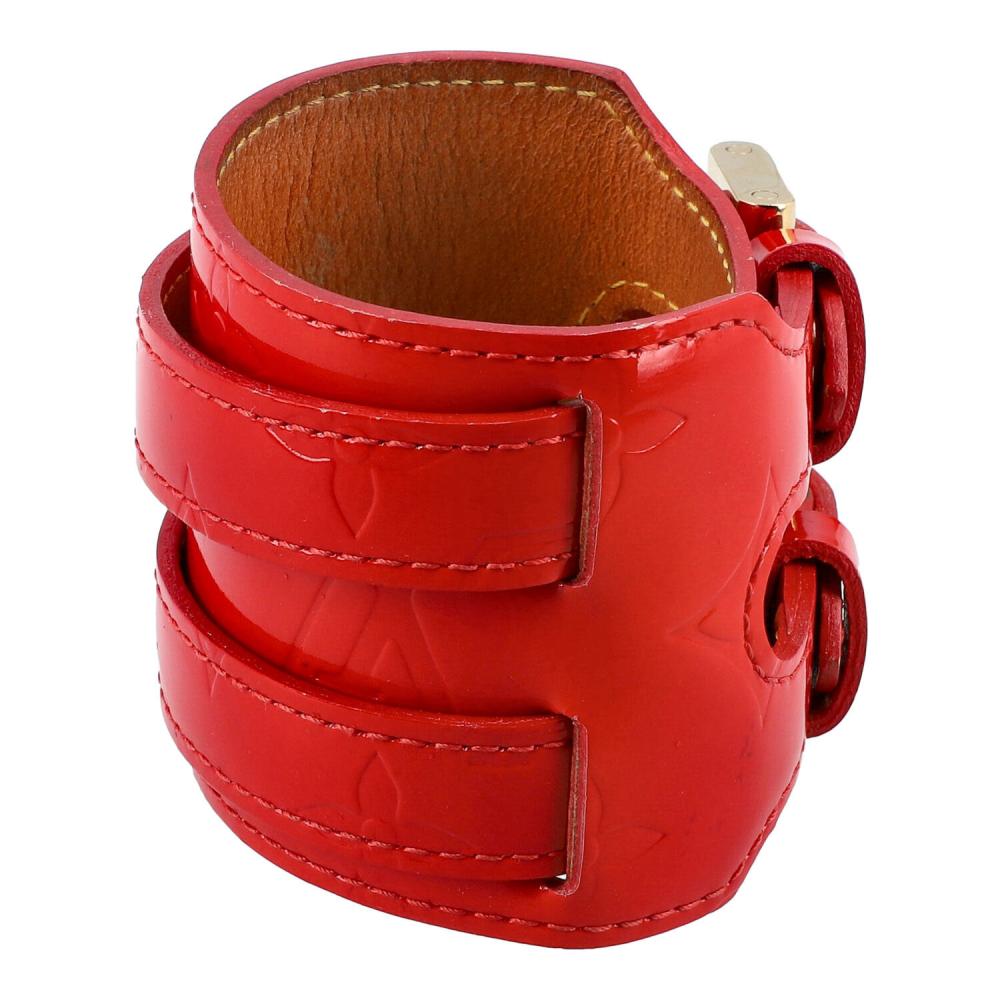 Louis Vuitton Red Charlton Arm Band Vernice Leather w/ Gold Hardware