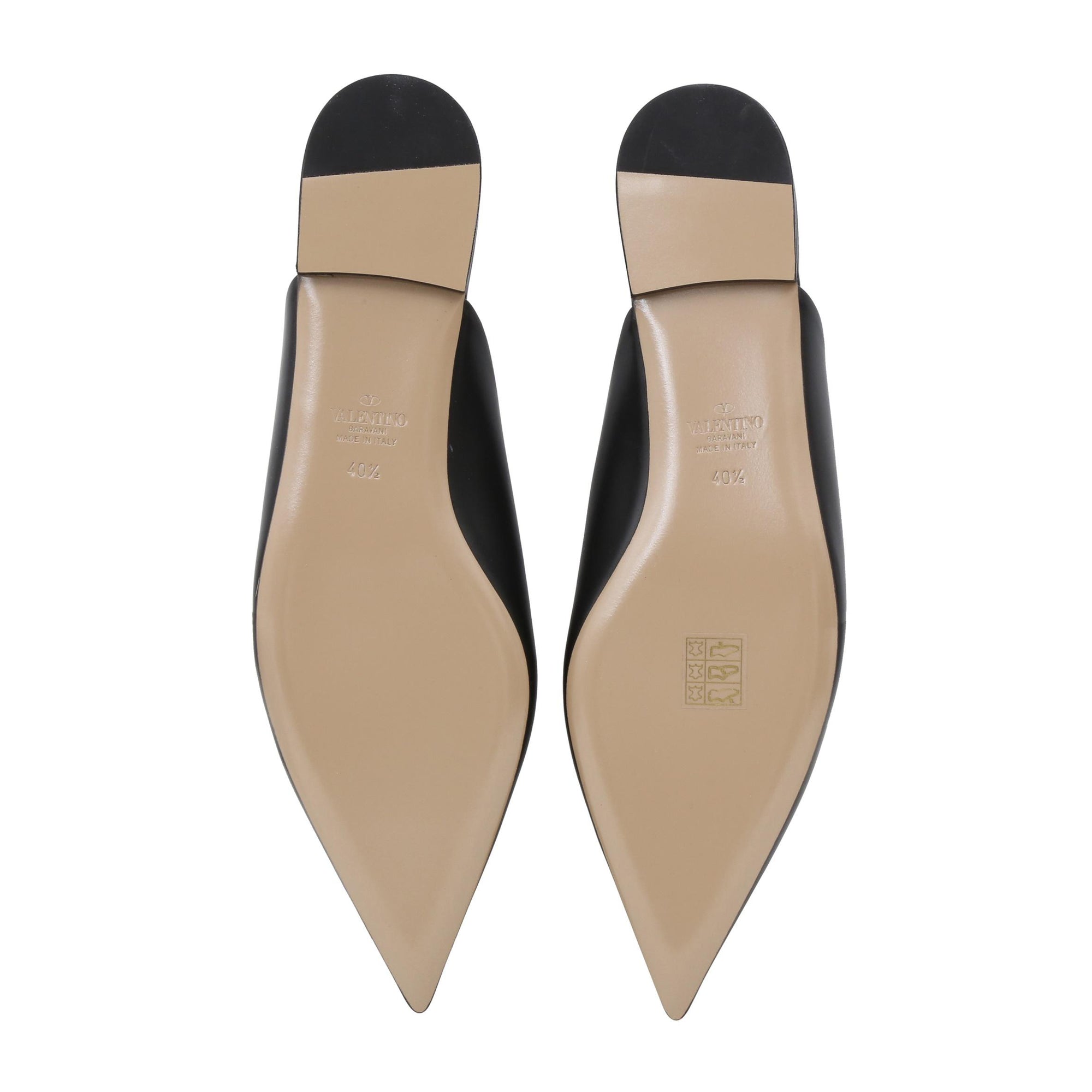 Valentino Garavani Black Roman Stud Flat Mule - Size 40.5 EU / 10.5 US