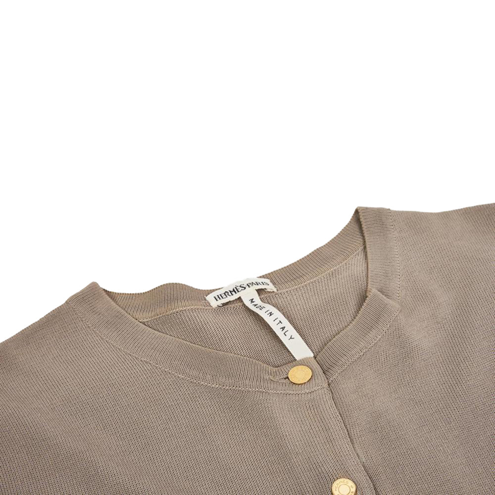 Hermès Taupe Cashmere Cardigan