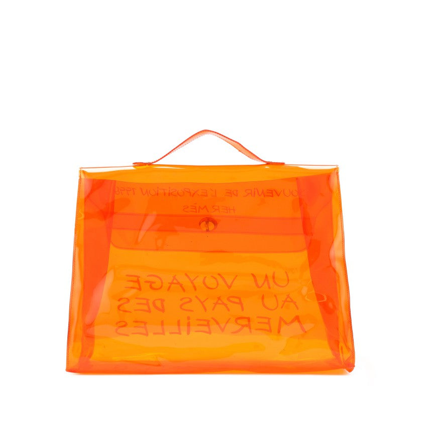 Hermès Orange Vinyl Souvenir de l'Exposition Kelly with Gold Hardware