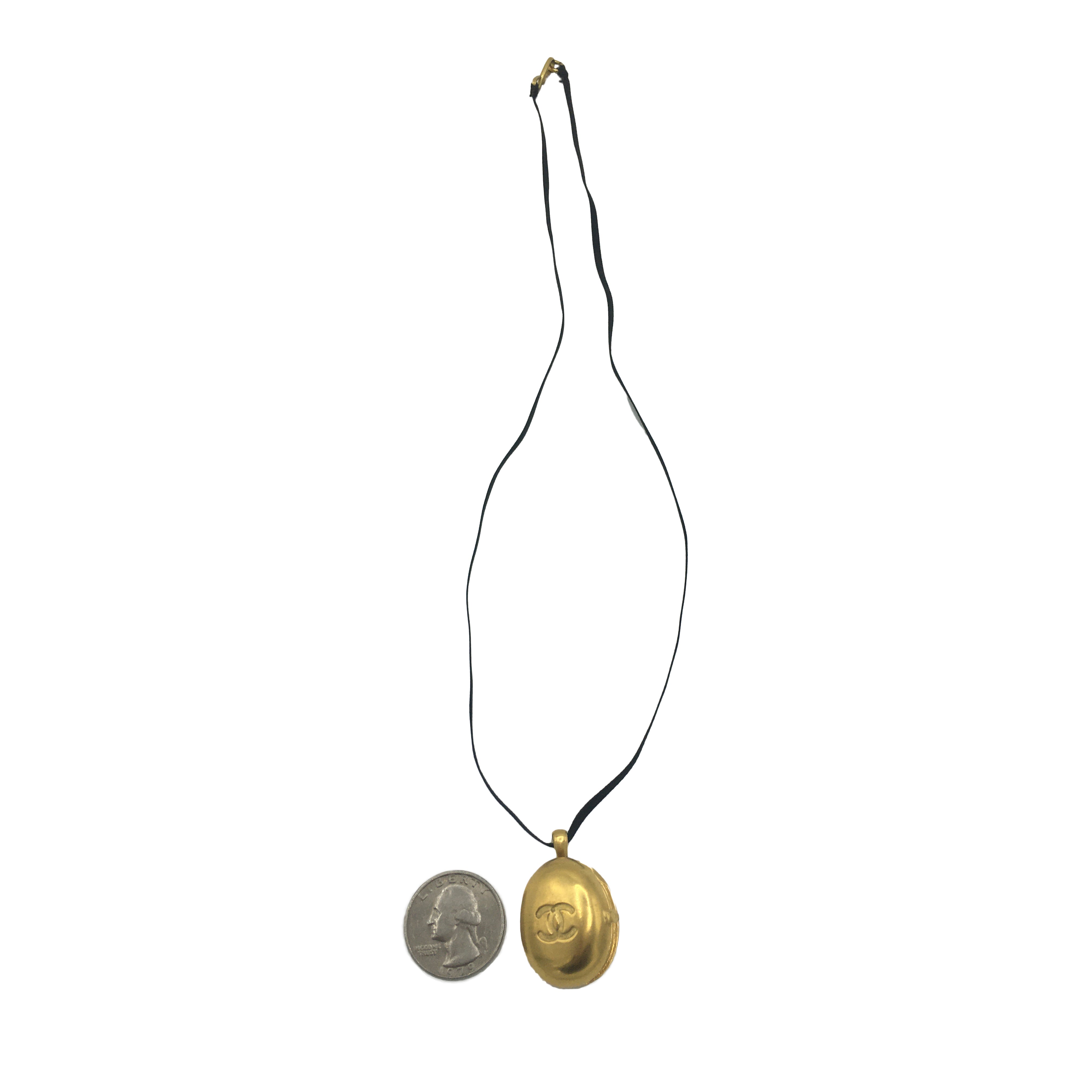 Chanel CC Mirror Medallion in Satin Ribbon Necklace