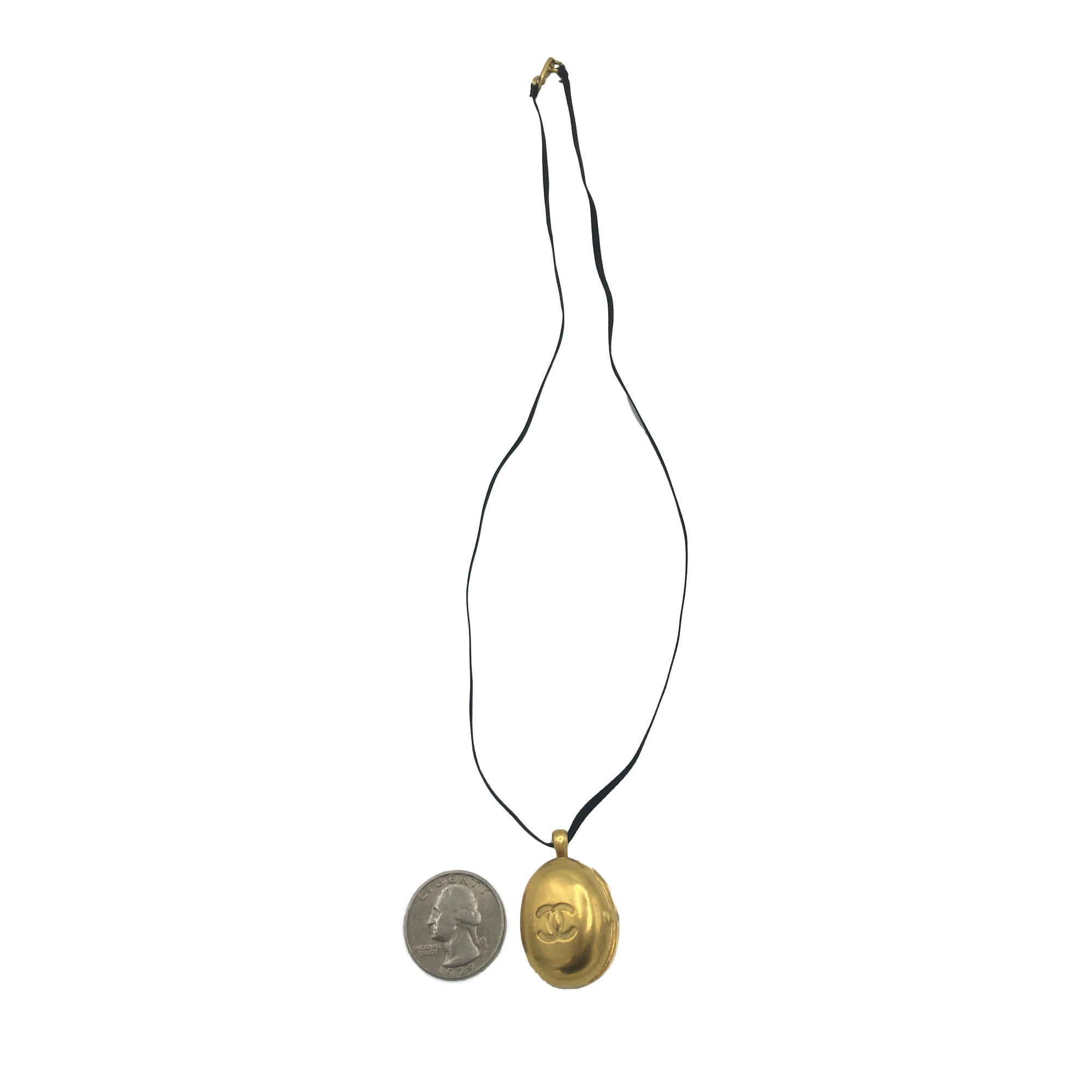 Chanel CC Mirror Medallion in Satin Ribbon Necklace
