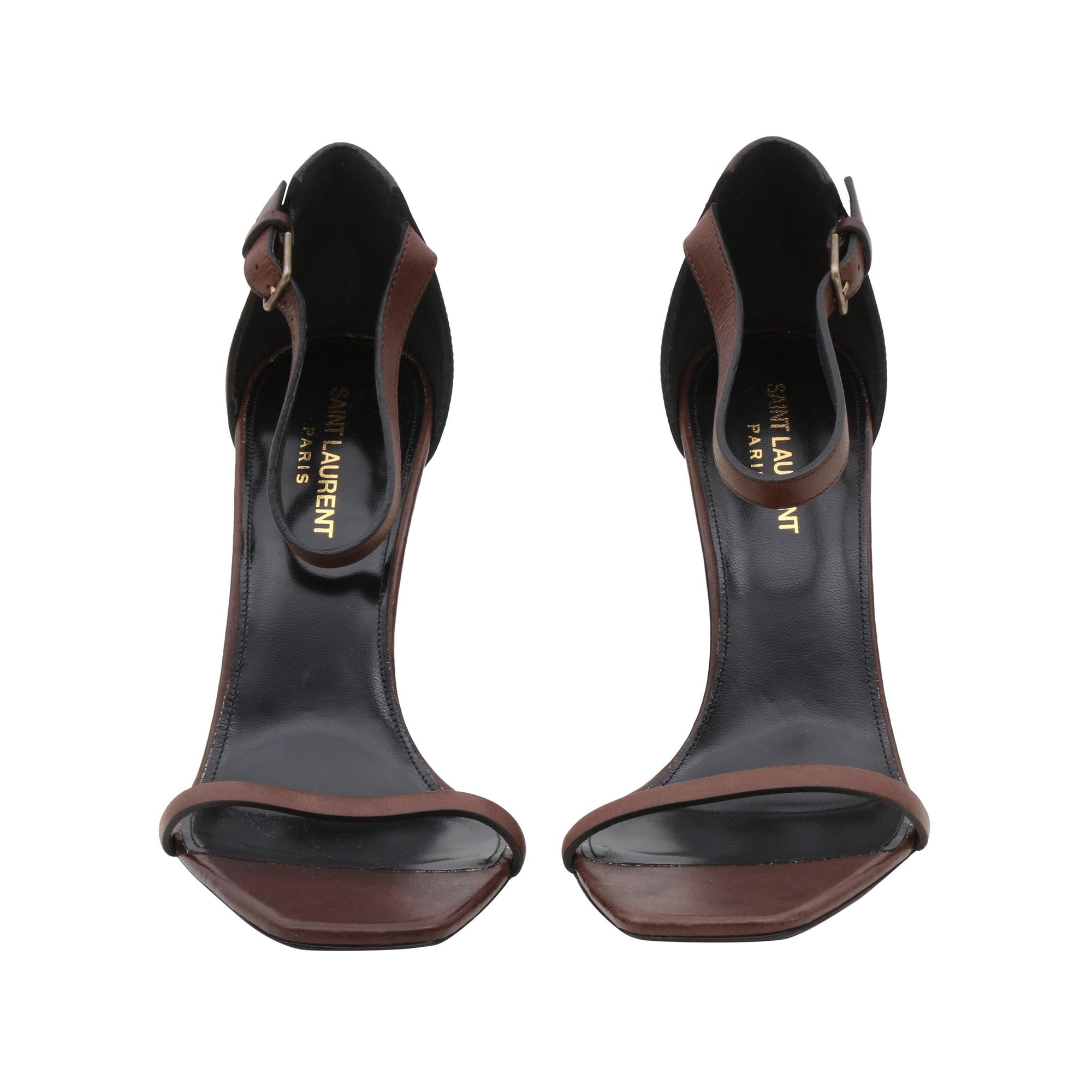 Saint Laurent Brown Opyum YSL Heeled Sandal - Size 40 EU/ 10 US