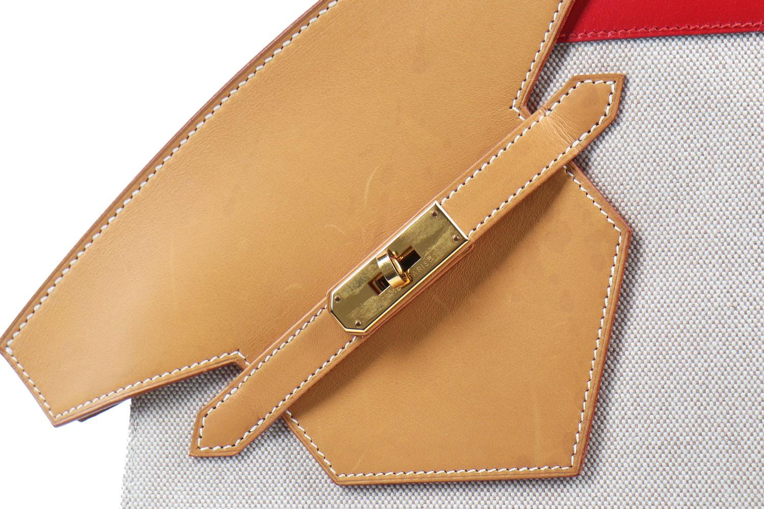 Hermès Toile Sac Himalaya Symbiose 43 with Gold Hardware