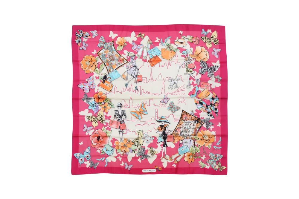 Salvatore Ferragamo Fashion And Butterfly Silk Scarf