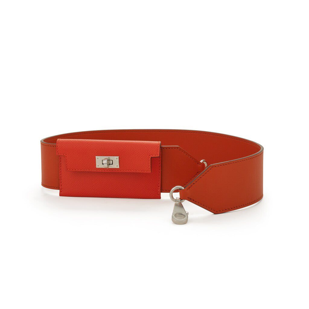 Hermès Capucine Swift and Epsom Bandouliere Kelly Pocket Strap with Palladium Hardware