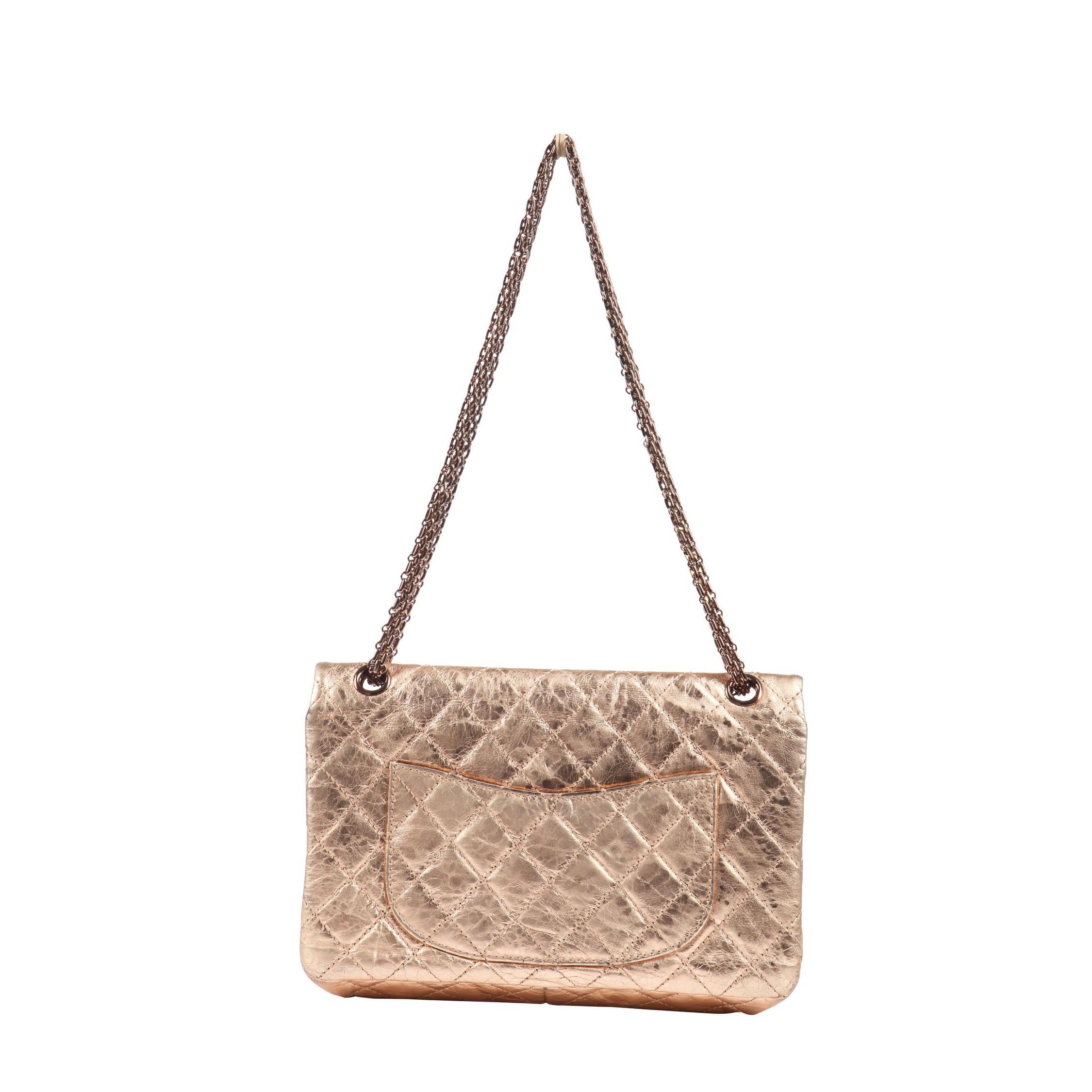 Chanel Mottled Rose Gold Quilted 2.55 Reissue Double Flap Bag