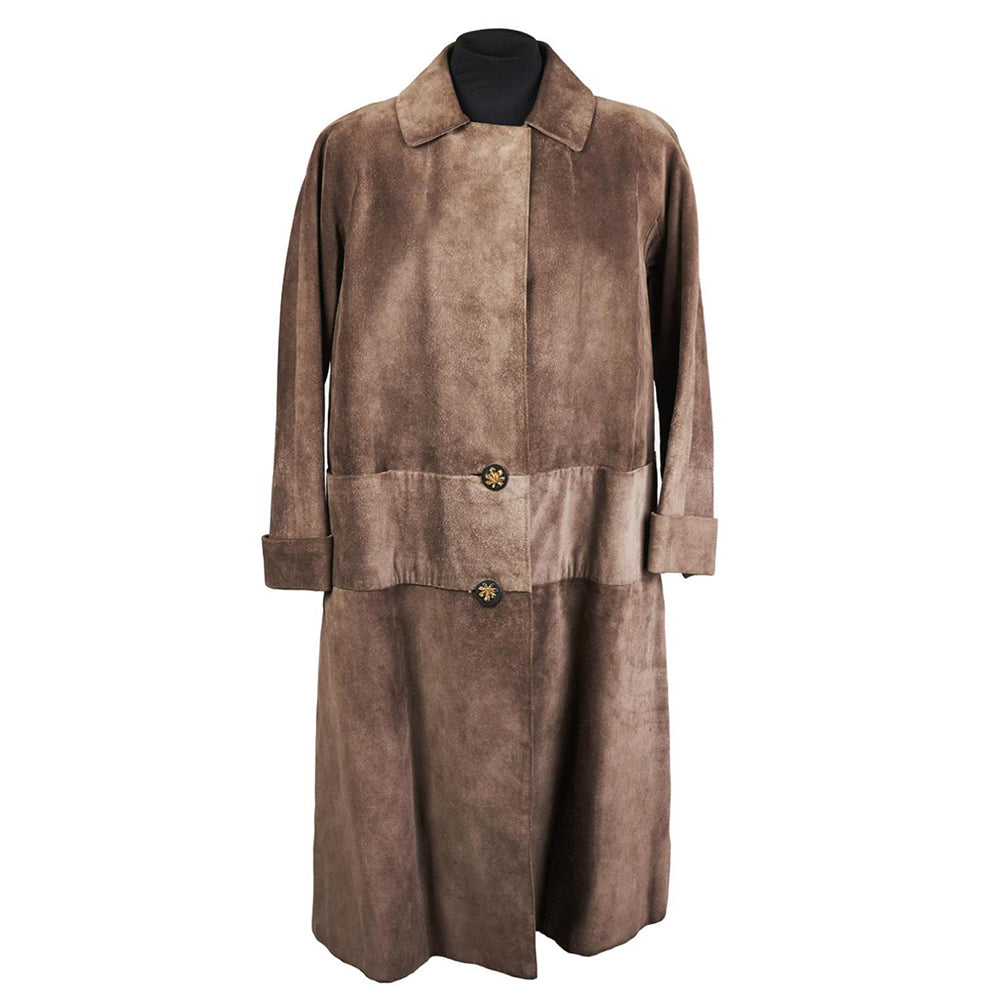 Hermès Brown Suede Long Car Coat