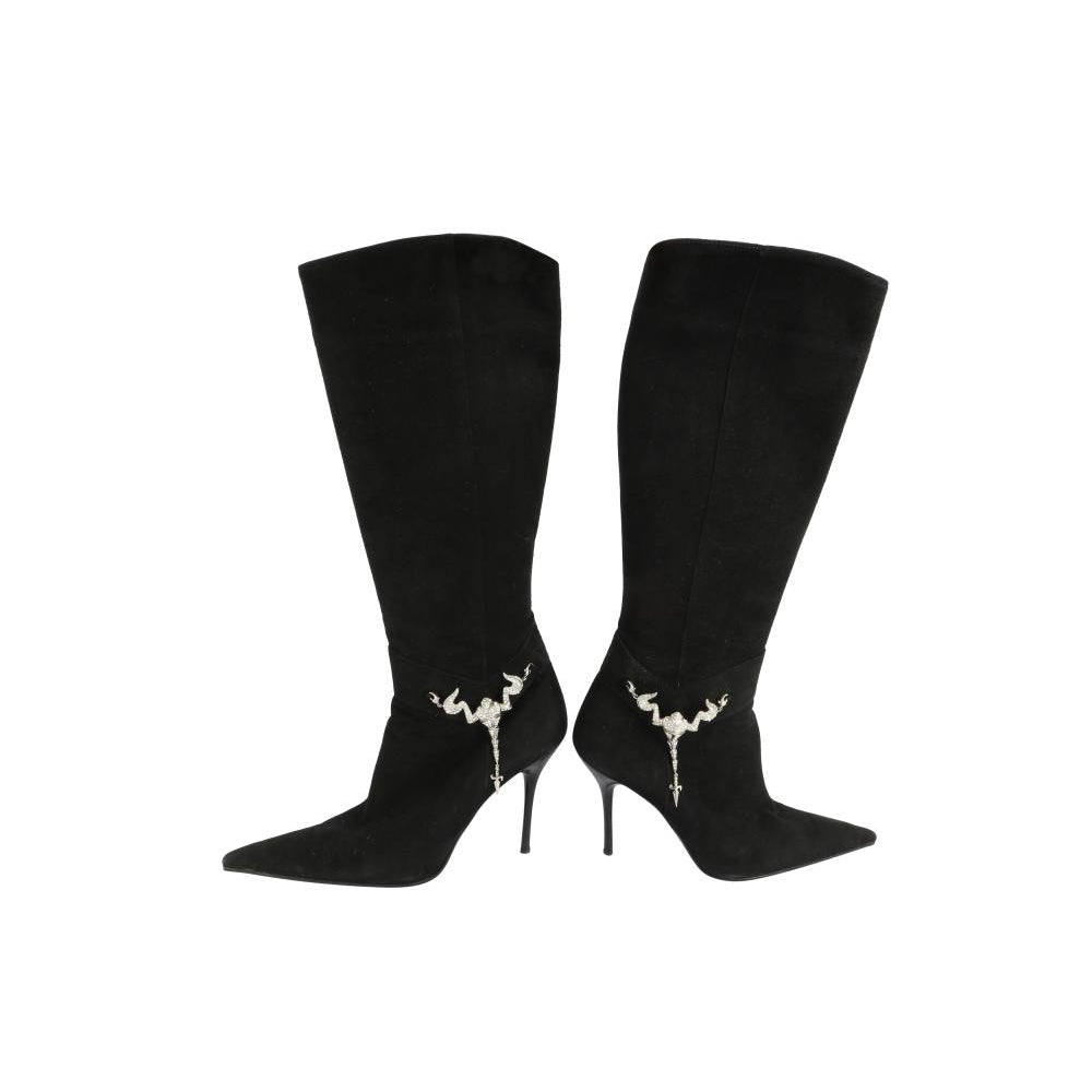 Cesare Paciotti Black Scorpion Charm Heeled Boot - Size 11