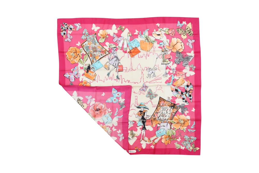 Salvatore Ferragamo Fashion And Butterfly Silk Scarf