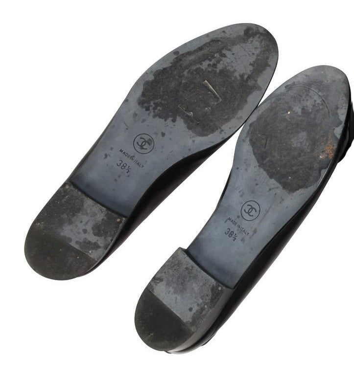 Chanel Black Two-tone Leather Ballet Flats - Size 38.5 EU/ 8.5 US