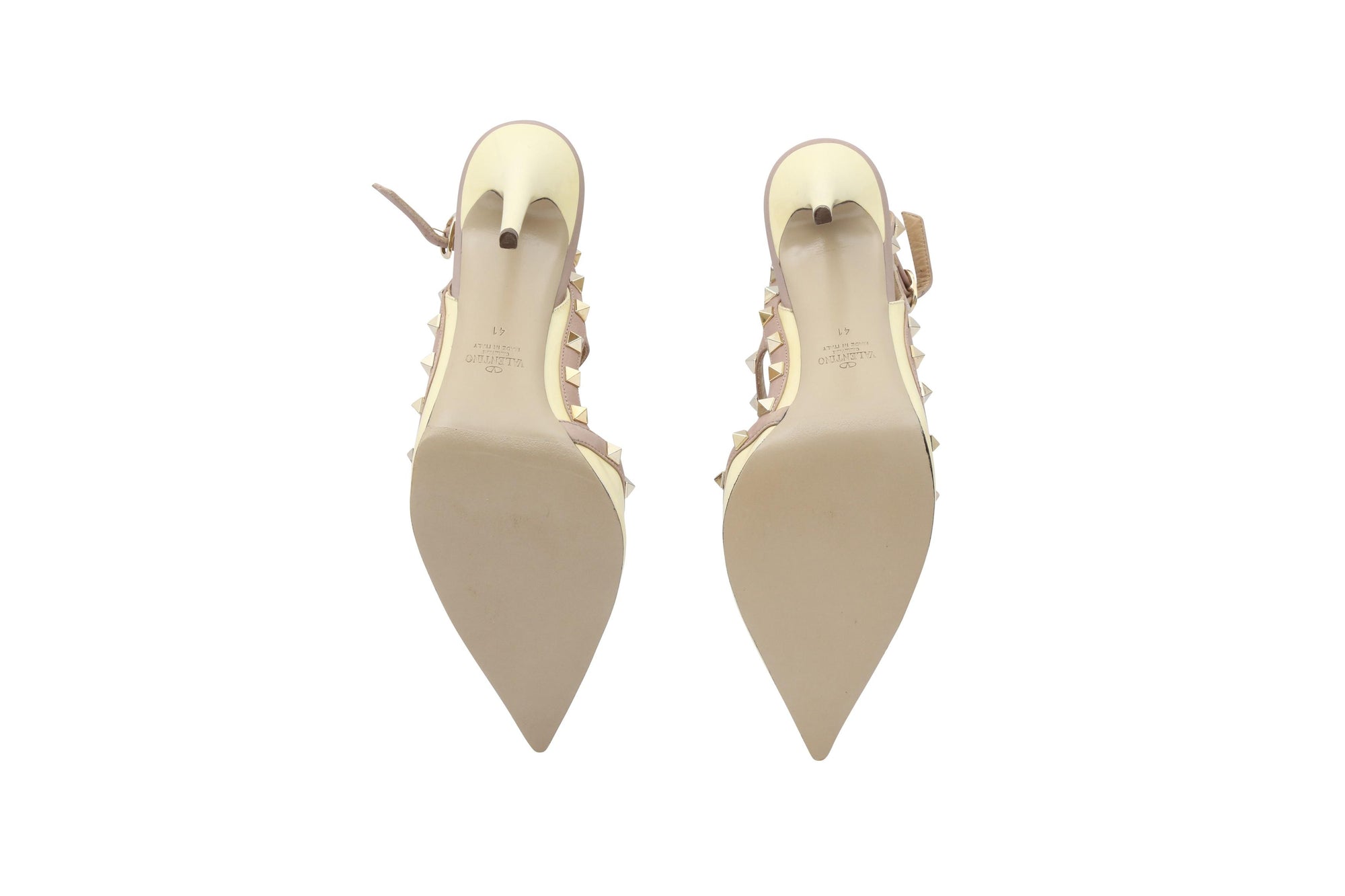 Valentino Cream Rock stud Caged Heeled Pump - Size 41 Euro / 11 US