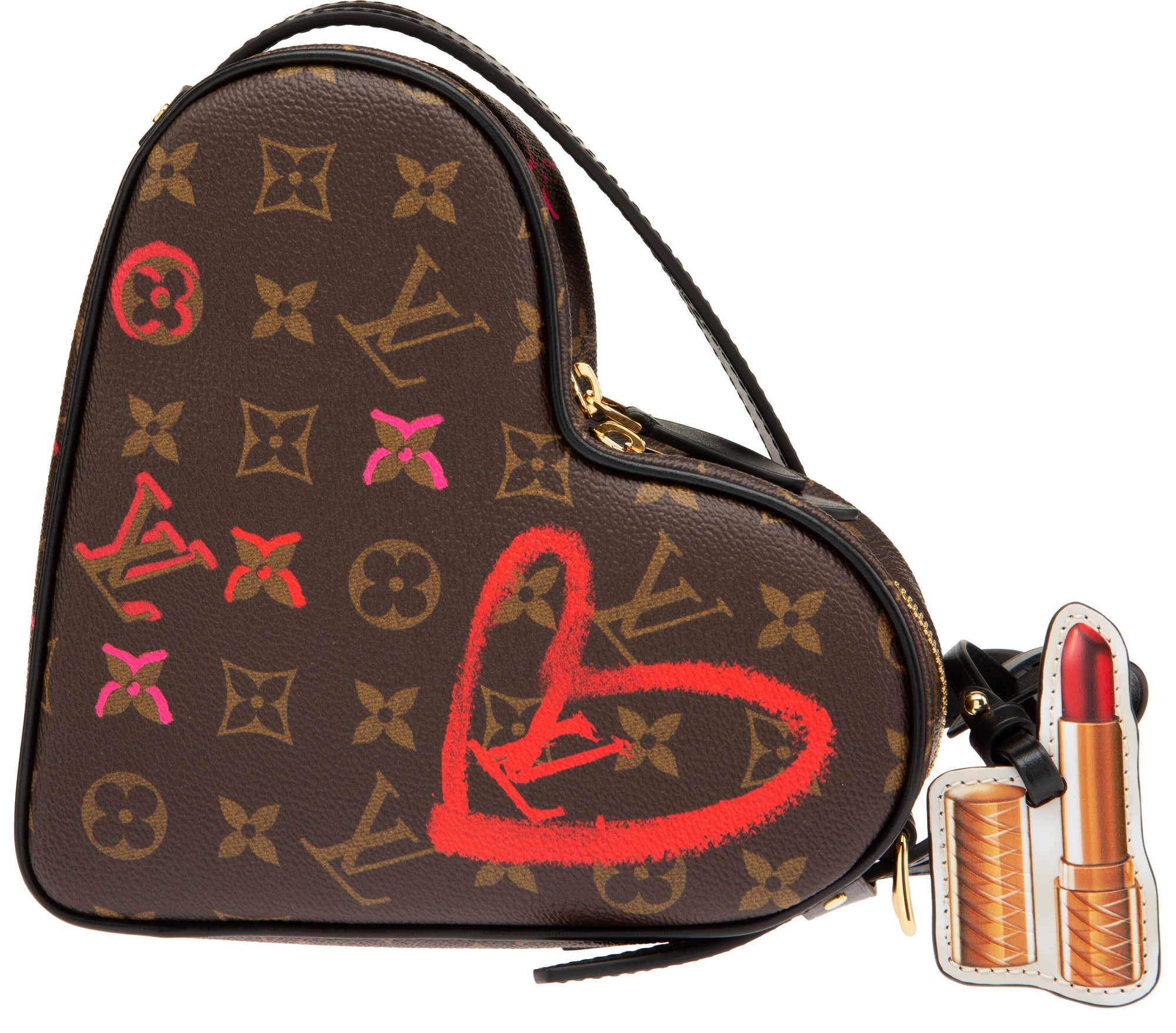 Louis Vuitton Limited Edition Brown Monogram Coated Canvas Sac Coeur Heart Bag with Gold Hardware