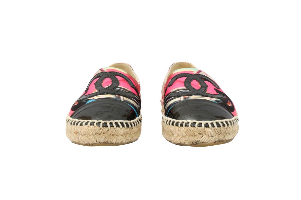 Chanel Pink Floral Print Espadrilles - Size 39 EU / 9 US