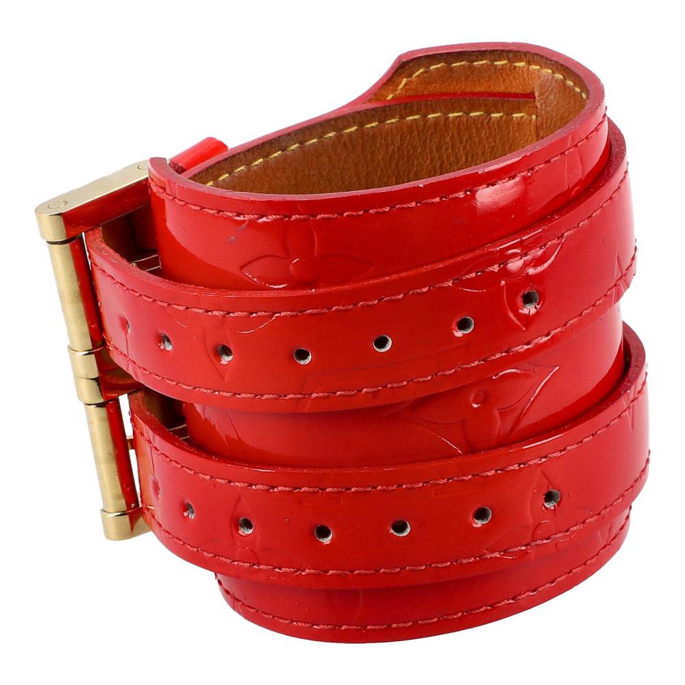 Louis Vuitton Red Charlton Arm Band Vernice Leather w/ Gold Hardware