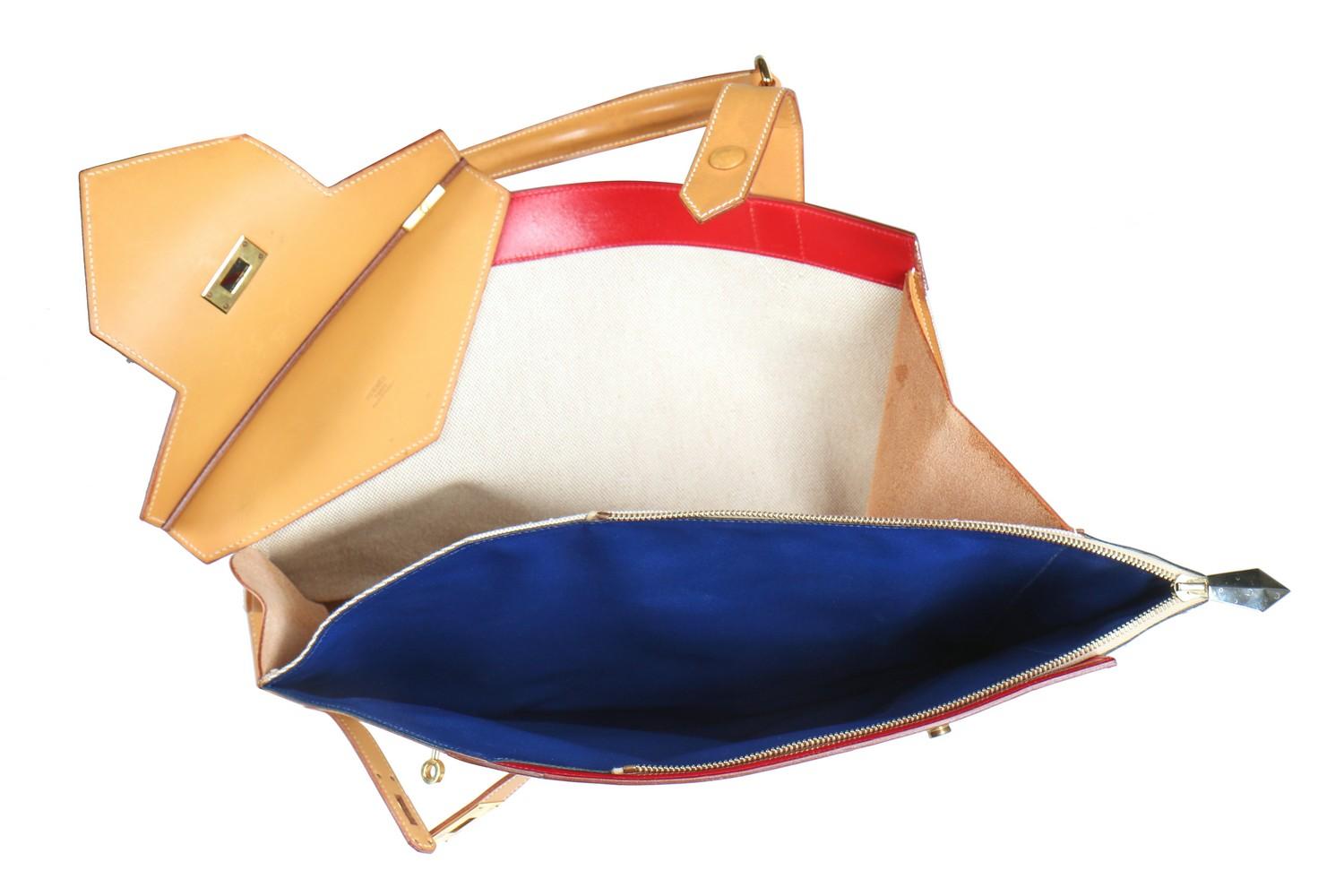 Hermès Toile Sac Himalaya Symbiose 43 with Gold Hardware